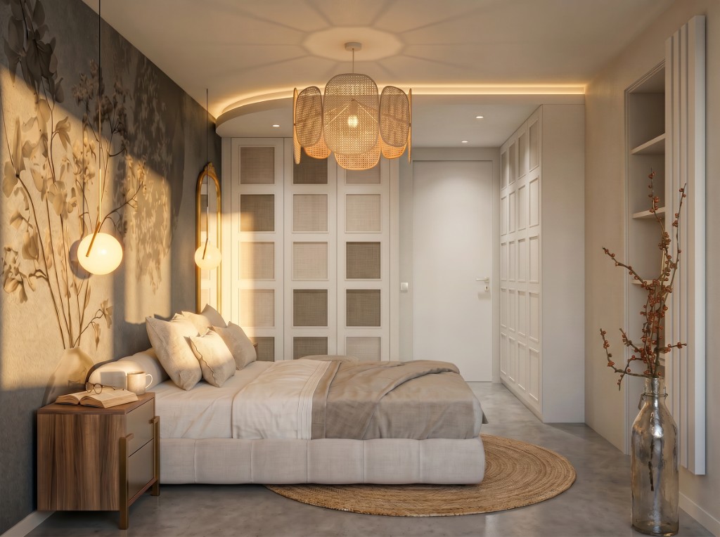 chambre et salle de bain particulier — réalisation Djan Studio, design graphique Rennes