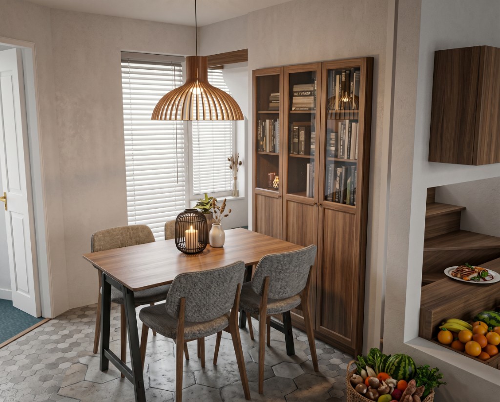 cuisine et salle à manger particulier — réalisation Djan Studio, design graphique Rennes