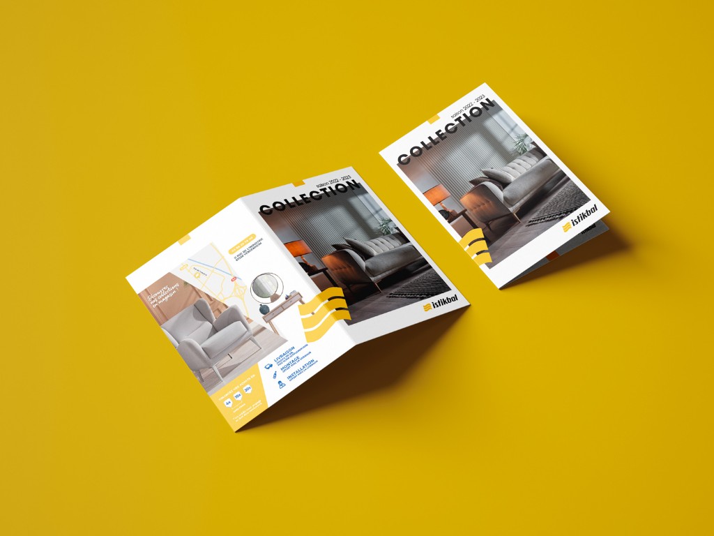 dépliant collection ameublement — réalisation Djan Studio, design graphique Rennes