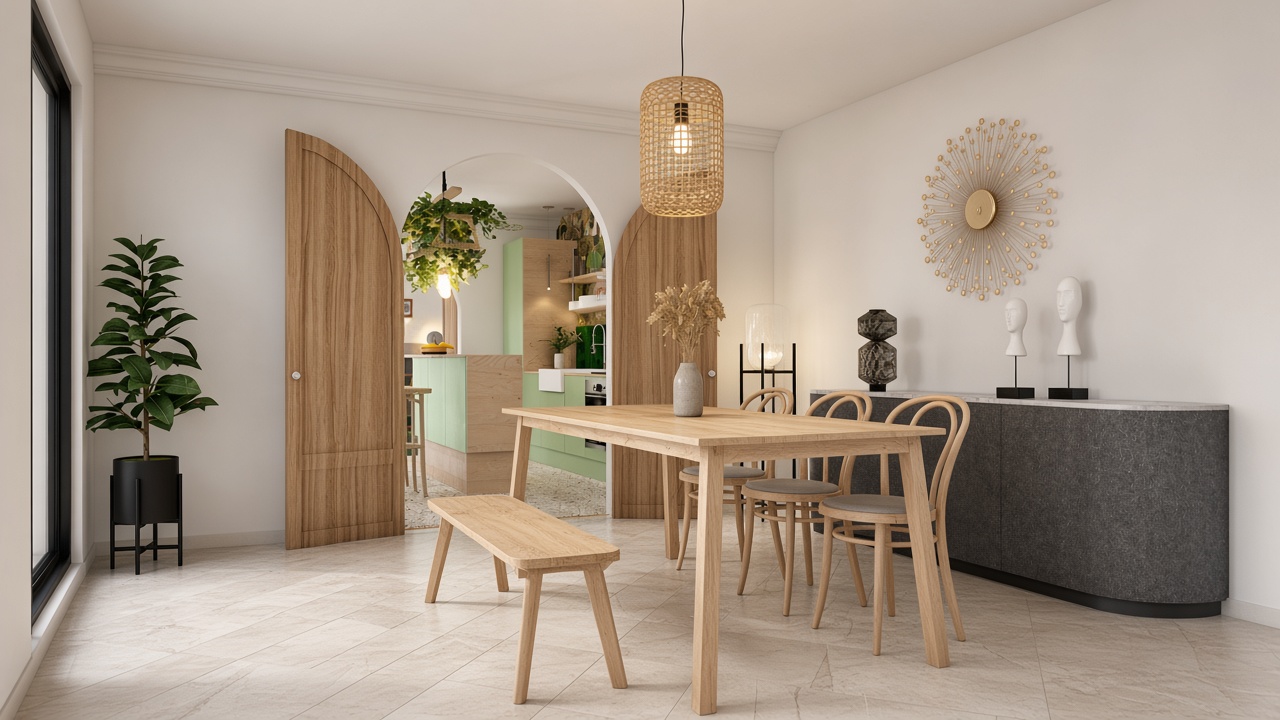 Salle à manger en bois clair de la Maison C. — Djan Studio