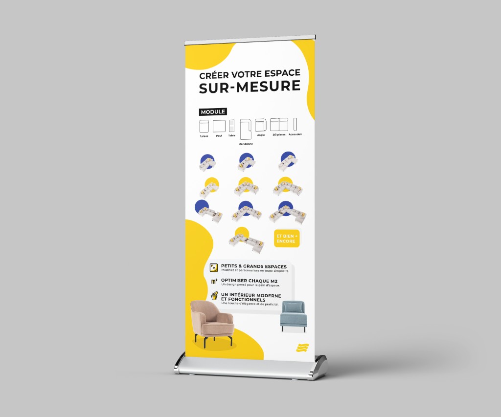 série roll-ups magasin ameublement — réalisation Djan Studio, design graphique Rennes