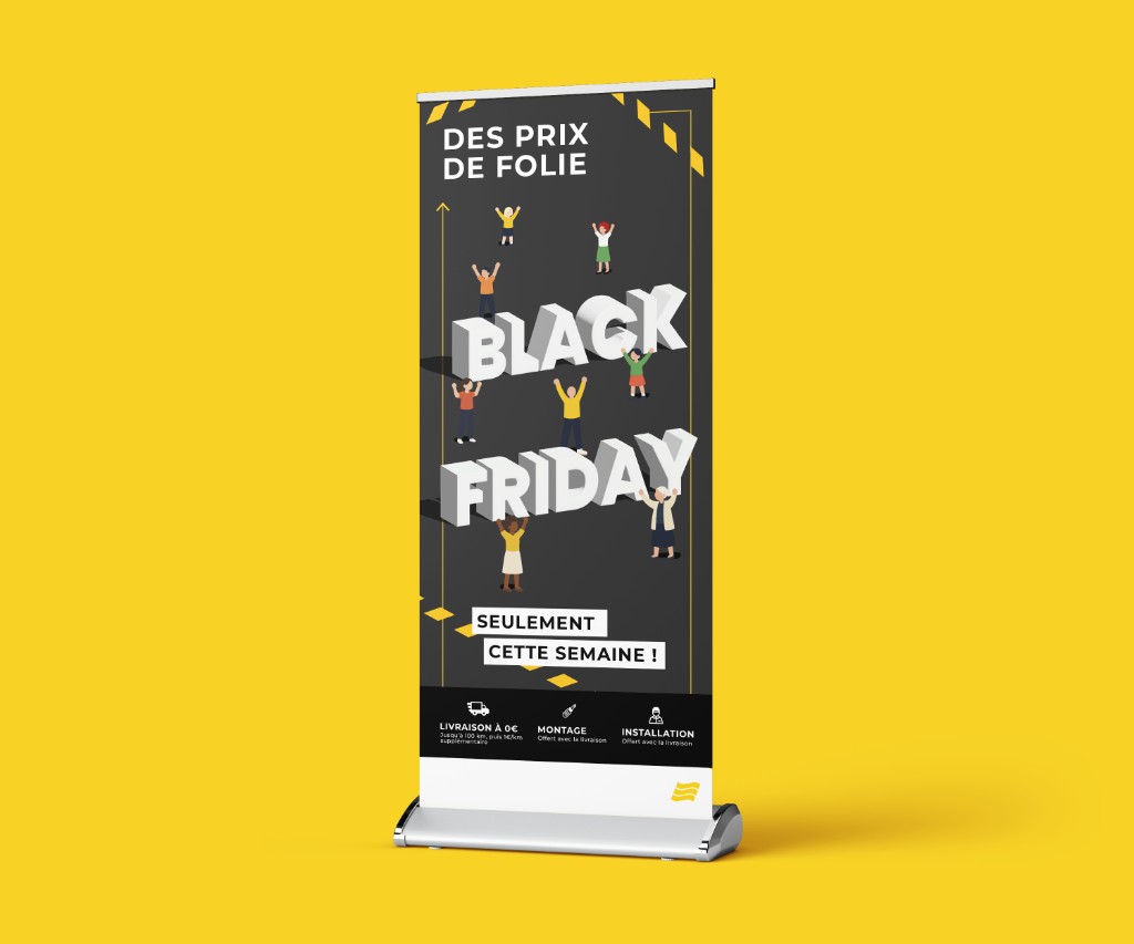 roll-up promo retail — réalisation Djan Studio, design graphique Rennes